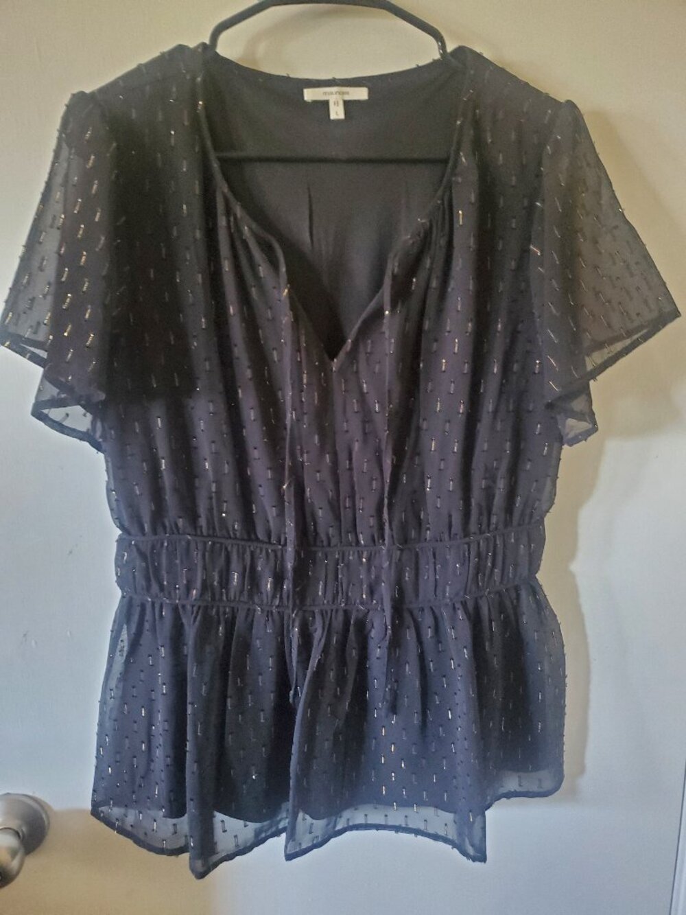 Maurices metallic thread black blouse